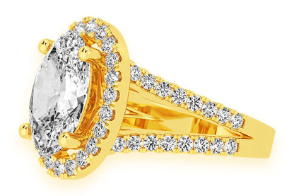 3.00CT OVAL SOLITAIRE - TWO ROW SPLIT - DIAMOND ENGAGEMENT RING