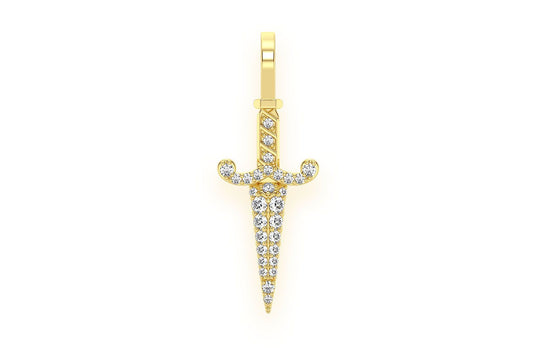 DAGGER DIAMOND PENDANT 14K SOLID GOLD 0.20CTW
