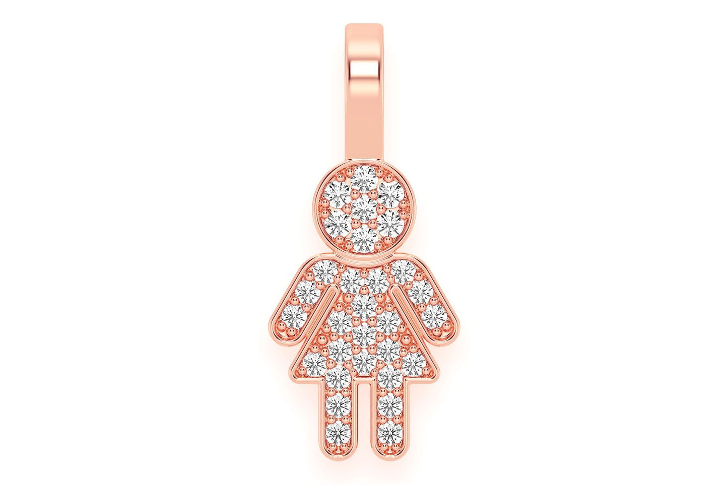 GIRL DIAMOND PENDANT 14K SOLID GOLD 0.10CTW