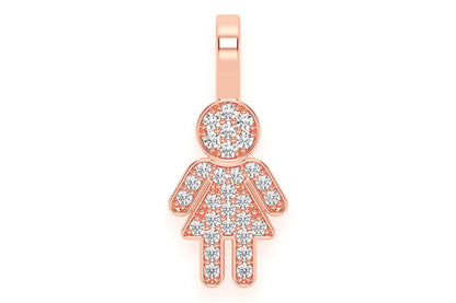 GIRL DIAMOND PENDANT 14K SOLID GOLD 0.10CTW