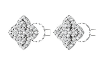 LAYERED 4 POINT STAR DIAMOND STUDS 14K SOLID GOLD 0.45CTW