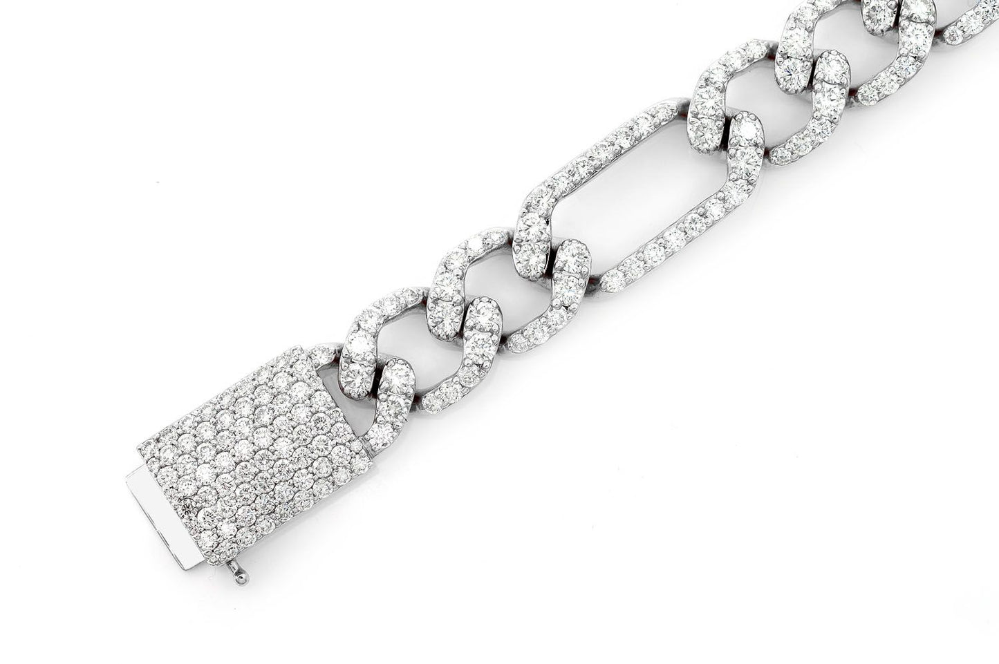 10MM FIGARO LINK DIAMOND BRACELET 14K SOLID GOLD 8.50CTW