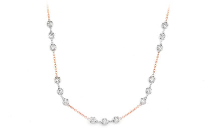 TRIO BEZEL SET DIAMOND NECKLACE CONNECTED 14K SOLID GOLD 3.65CTW