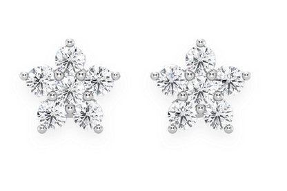 MINI 5 POINT STAR STUD DIAMOND EARRINGS 14K SOLID GOLD 0.10CTW