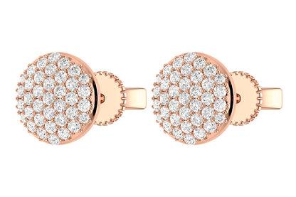 DOME DIAMOND STUD EARRINGS 14K SOLID GOLD 0.50CTW