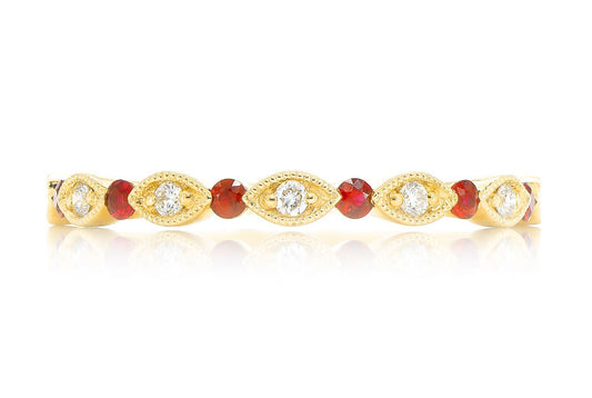 RUBY & DIAMOND WEDDING BAND 14K SOLID GOLD 0.15CTW