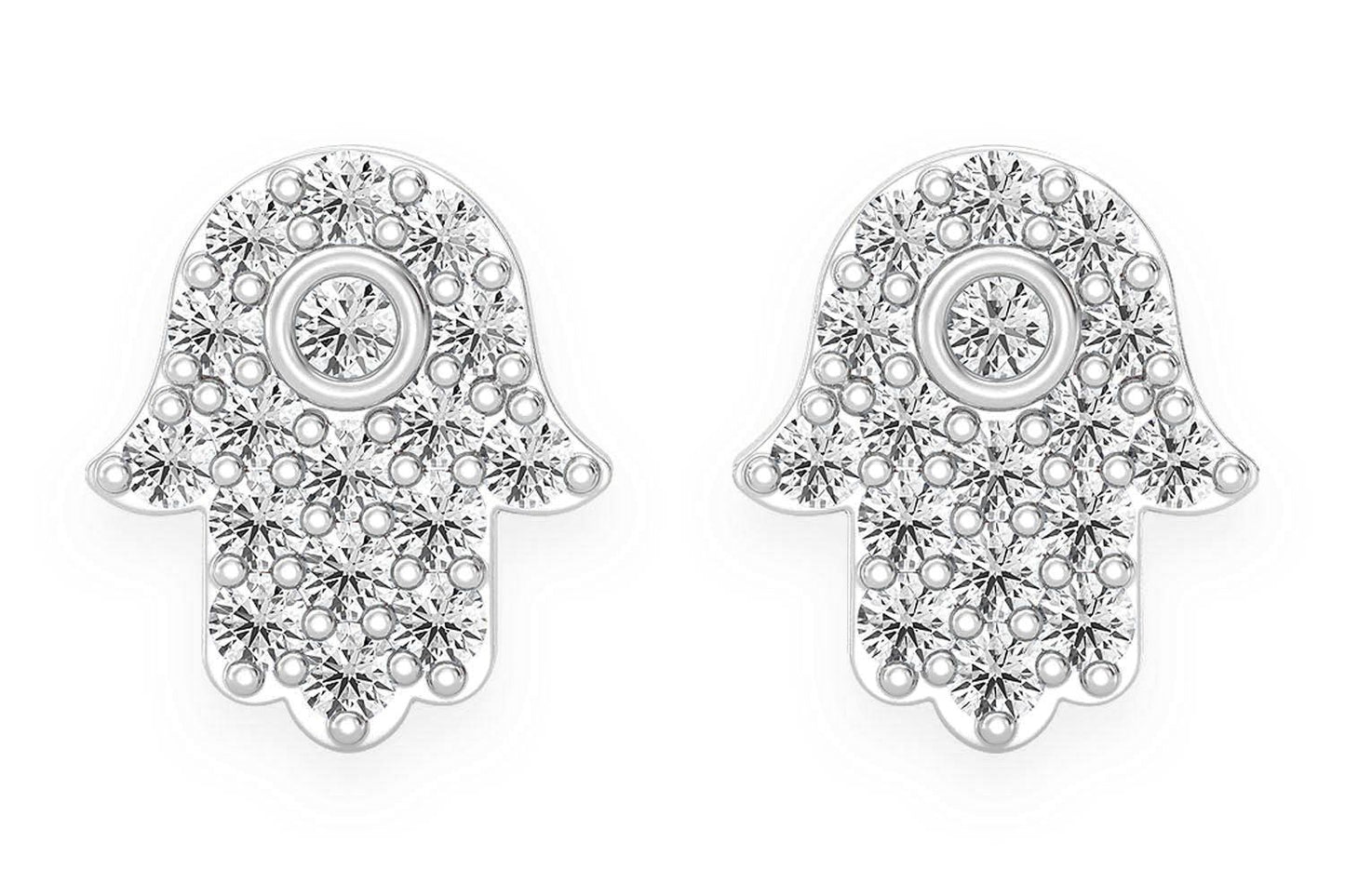 CERCEI CU DIAMANTE HAMSA, AUR MASIV DE 14K, 0.20CT