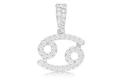 CANCER ZODIAC DIAMOND PENDANT 14K SOLID GOLD 0.87CTW