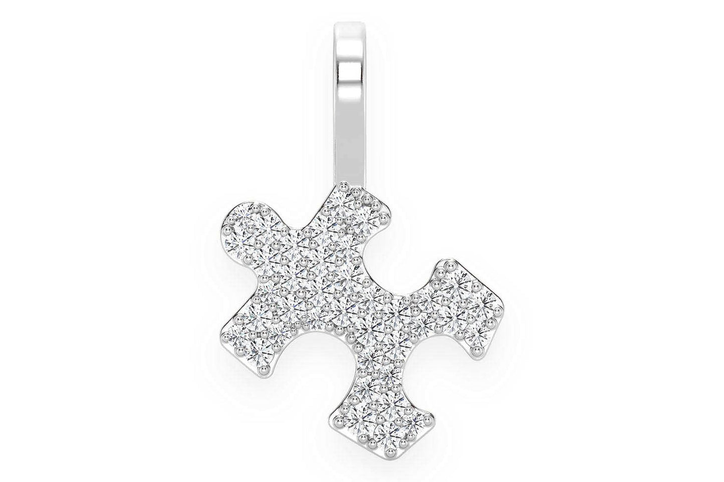 PUZZLE PIECE DIAMOND PENDANT 14K SOLID GOLD 0.25CTW