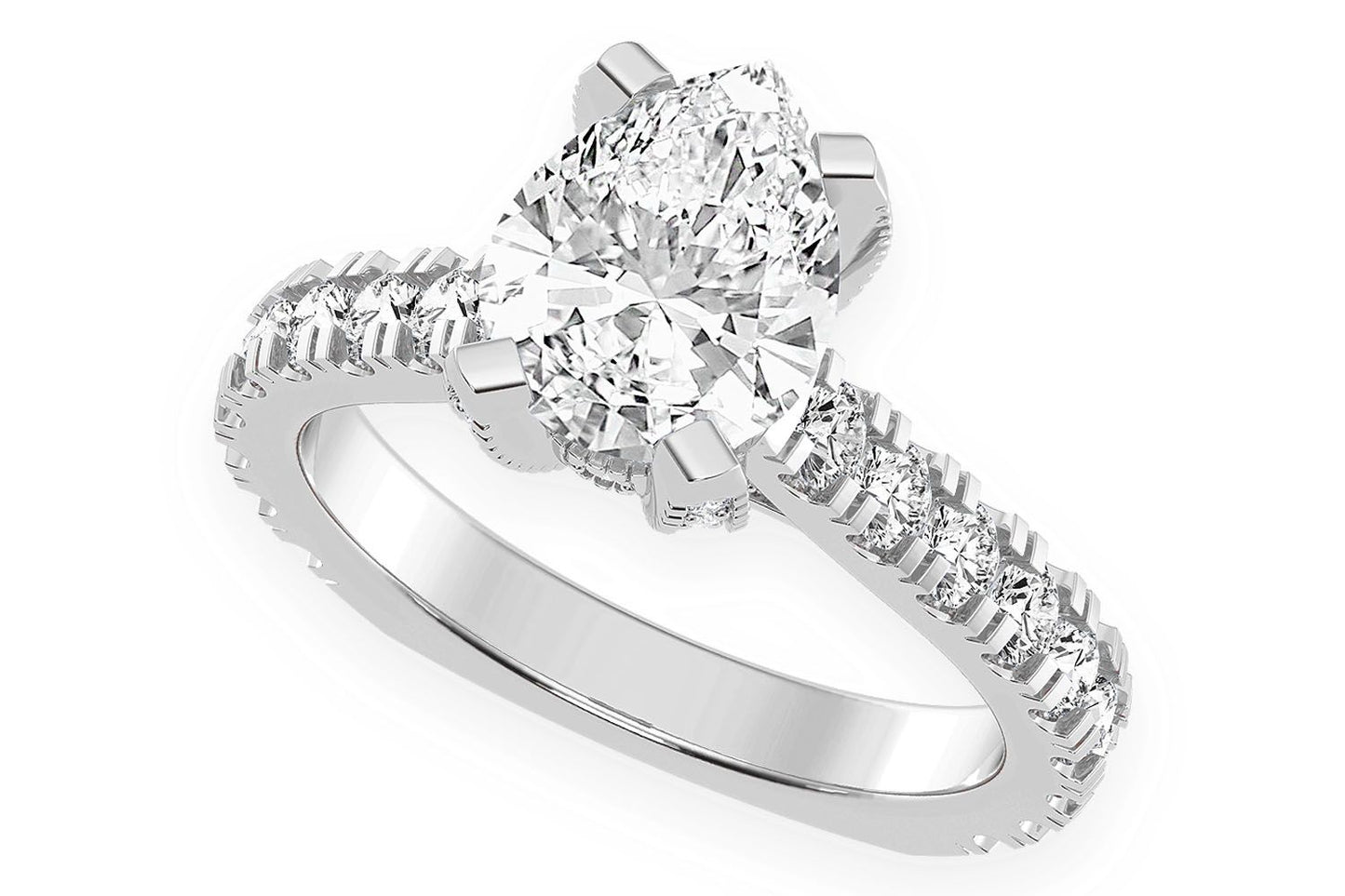 THINN - 2.00CT PEAR SOLITAIRE - SINGLE ROW SCALLOP - DIAMOND ENGAGEMENT RING