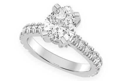 THINN - 2.00CT PEAR SOLITAIRE - SINGLE ROW SCALLOP - DIAMOND ENGAGEMENT RING