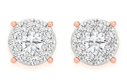 0.50CTW MOSAIC STUD DIAMOND EARRINGS 14K SOLID GOLD