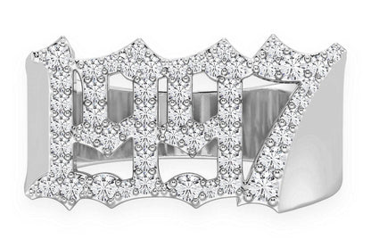 CUSTOM DATE OF BIRTH DIAMOND RING 14K SOLID GOLD 0.60CTW