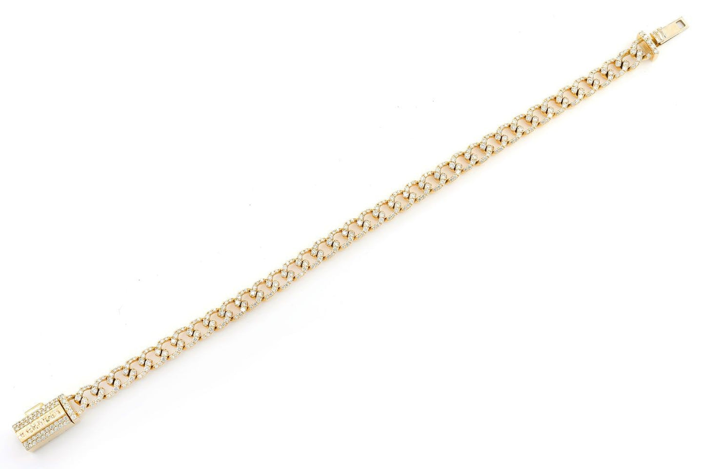 6MM DIAMOND CURB LINK BRACELET 14K SOLID GOLD 4CTW
