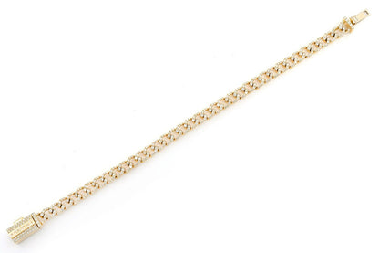 6MM DIAMOND CURB LINK BRACELET 14K SOLID GOLD 4CTW
