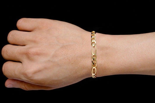 6MM FIGARO BRACELET 14K SOLID GOLD