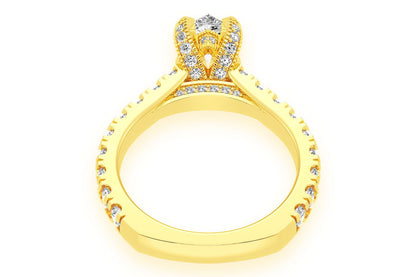 THINN - 1.00CT PEAR SOLITAIRE - SINGLE ROW SCALLOP - DIAMOND ENGAGEMENT RING