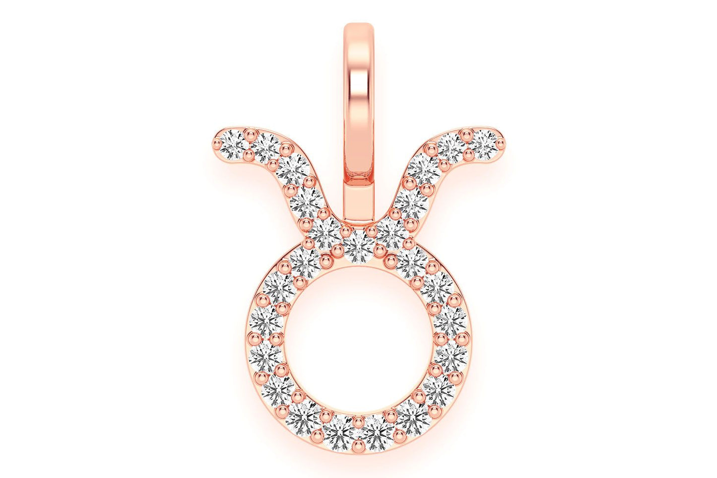 Pandantiv Zodiac Taur cu Diamant, Aur Masiv de 14K, 0,10 CT