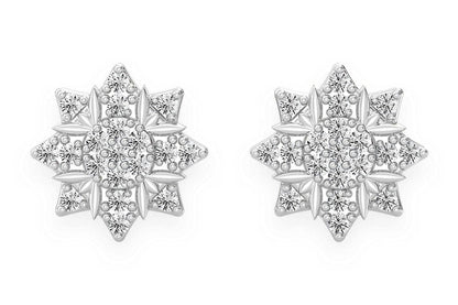 CERCEI CU DIAMANTE, STEA CU 8 COLȚURI, AUR MASIV DE 14K, 0.10CT