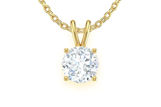 Pandantiv Solitaire Rotund cu Diamant de 0.50ct, Aur Masiv de 14K
