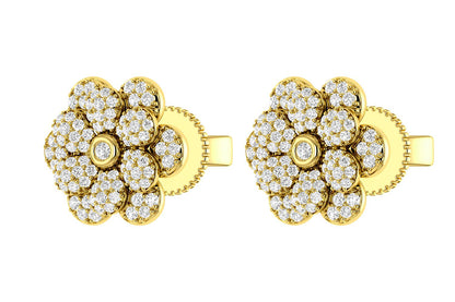 DAISY LAYERED DIAMOND STUD EARRINGS 14K SOLID GOLD 0.50CTW