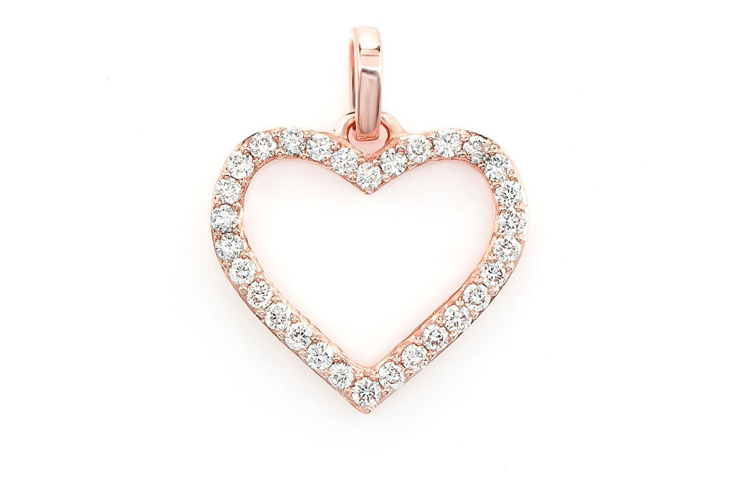 PANDANT CU INIMĂ DESCHISĂ, CU DIAMANT, AUR MASIV DE 14K, 0.10CTW