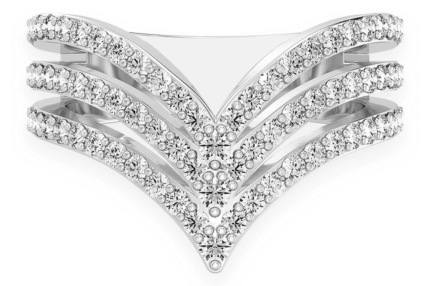 TRIPLE POINTED V SHAPED RING 14K