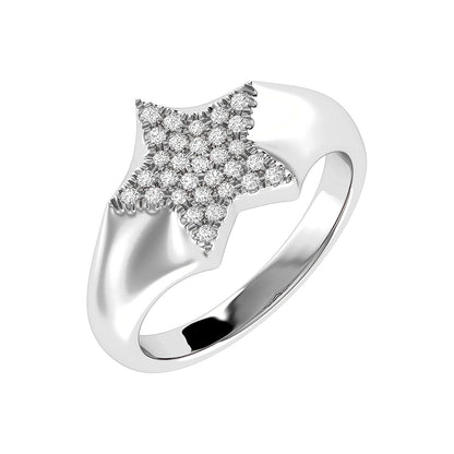 STAR DIAMOND RING 14K SOLID GOLD 0.12CTW
