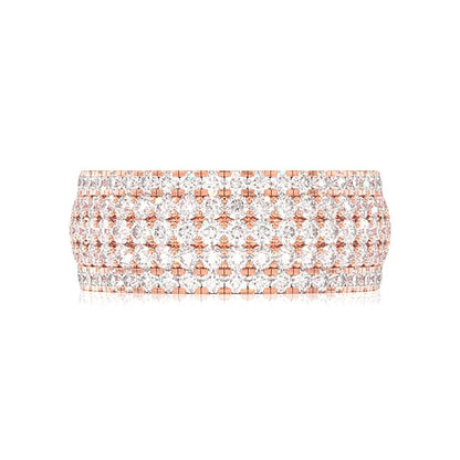 MULTI ROW FRENCH PAVE DIAMOND BAND 14K SOLID GOLD 2.00CTW