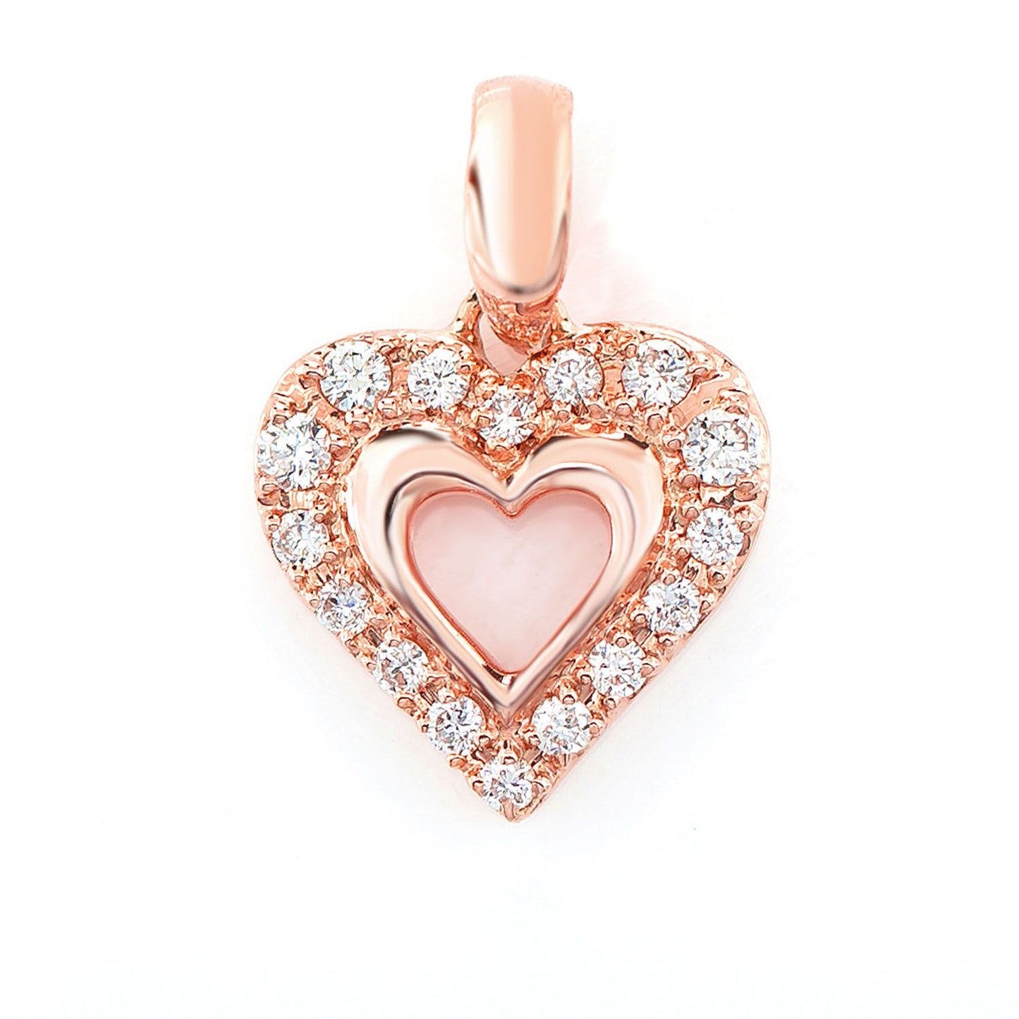 OPEN HEART HALO DIAMOND PENDANT 14K SOLID GOLD 0.40CTW