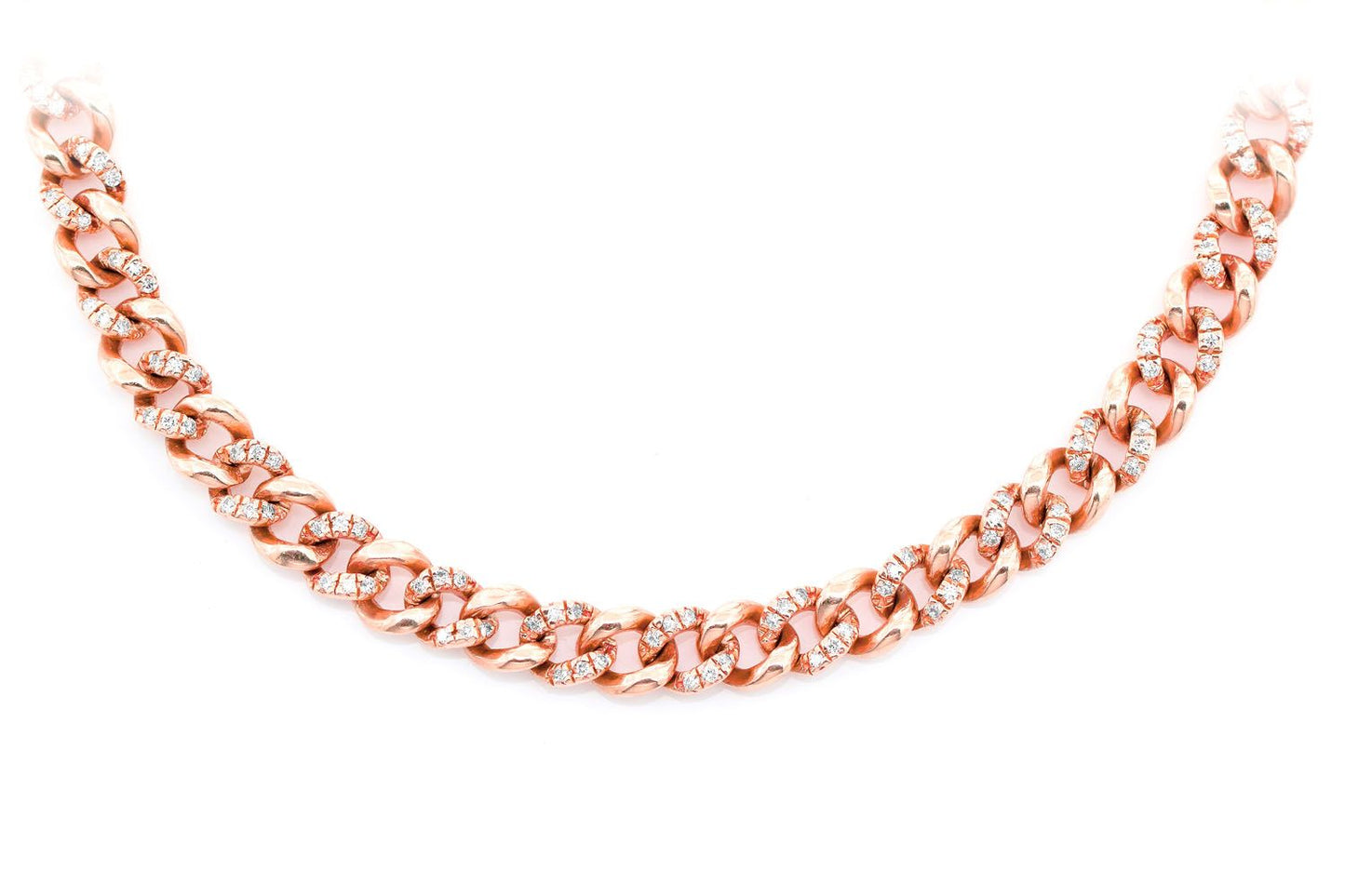 5MM MIAMI CUBAN HALF LINK DIAMOND NECKLACE 14K SOLID GOLD 1.50CTW