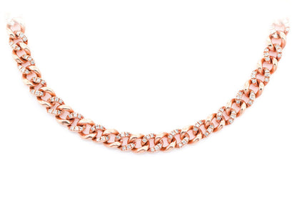 5MM MIAMI CUBAN HALF LINK DIAMOND NECKLACE 14K SOLID GOLD 1.50CTW