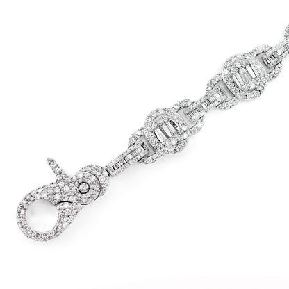OVAL FRAME BAGUETTE AND ROUND DIAMOND BRACELET SOLID GOLD 9.00CTW