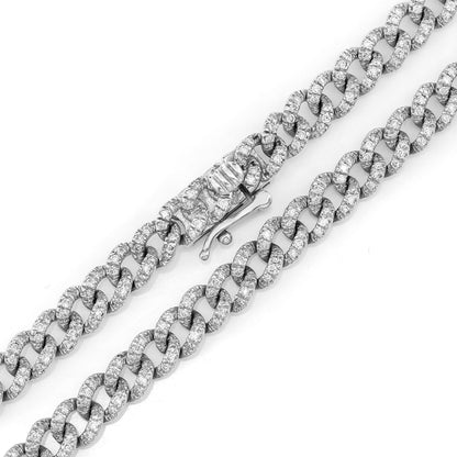 COLIER CU DIAMANTE CU LEGĂTURĂ CUBANĂ DE 5 MM, AUR MASIV DE 14K, 2,75 CT