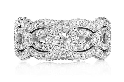 CLUSTER BEZEL 4 ROW DIAMOND ENGAGEMENT RING - 1.75CTW