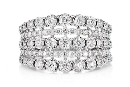 GRADUATED FIVE ROW MIRACLE SET DIAMOND RING 14K SOLID GOLD 1.00CTW
