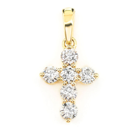 POINTED DIAMOND CROSS 14K SOLID GOLD 0.75CTW