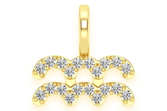 AQUARIUS ZODIAC DIAMOND PENDANT 14K SOLID GOLD 0.10CTW