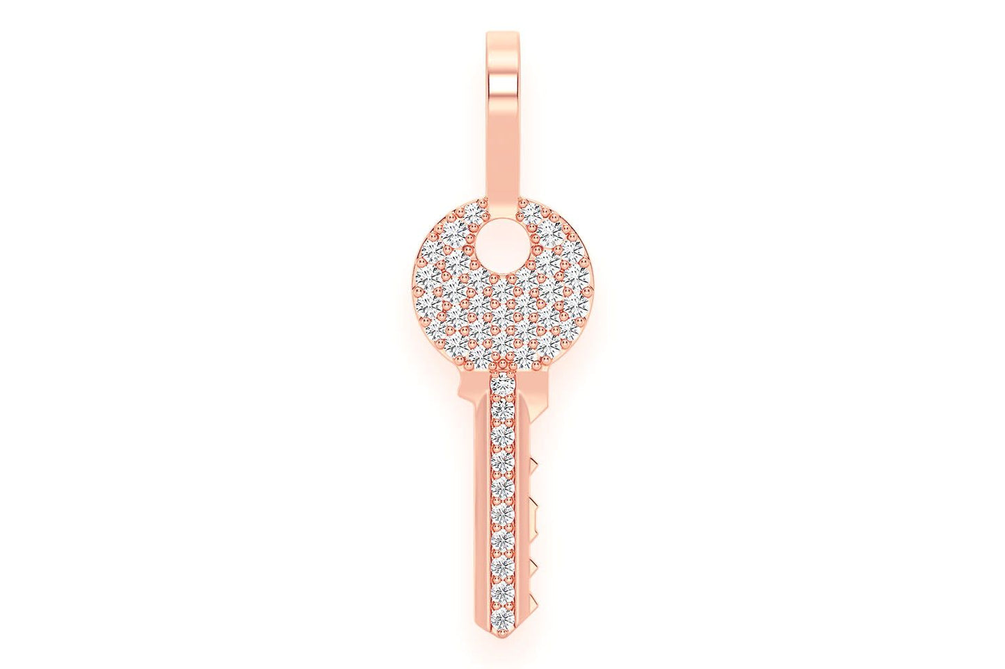 KEY DIAMOND PENDANT 14K SOLID GOLD 0.15CTW