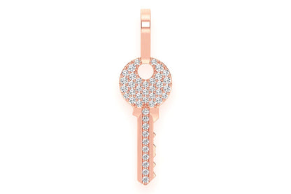 KEY DIAMOND PENDANT 14K SOLID GOLD 0.15CTW