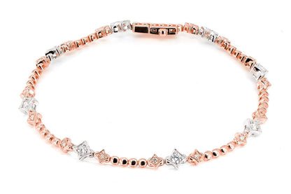 BEADED FOUR POINT STAR TRIO BRACELET 14K SOLID GOLD 0.60CTW