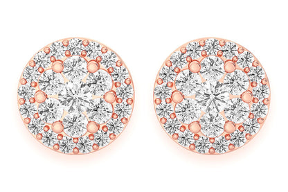 3.00CTW FLOWER HALO STUD DIAMOND EARRINGS 14K SOLID GOLD