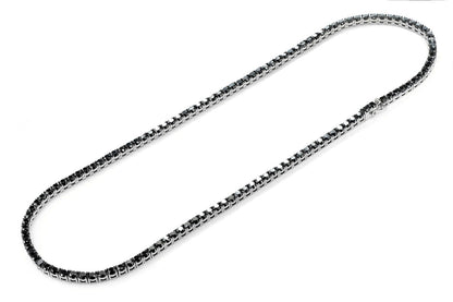 BLACK DIAMOND PRONG SET TENNIS NECKLACE 14K SOLID GOLD 62.25CTW