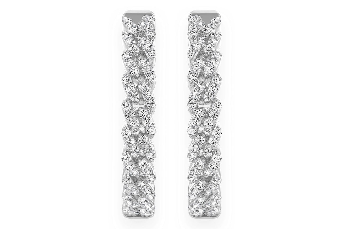 MIAMI CUBAN LINK HOOP DIAMOND EARRINGS 14K SOLID GOLD 0.50CTW