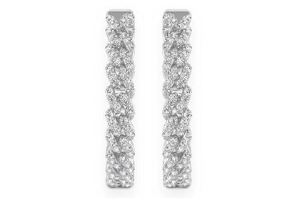 MIAMI CUBAN LINK HOOP DIAMOND EARRINGS 14K SOLID GOLD 0.50CTW