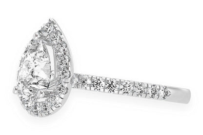 THAV - 1.00CT PEAR SOLITAIRE - SCALLOP HALO ONE ROW - DIAMOND ENGAGEMENT RING