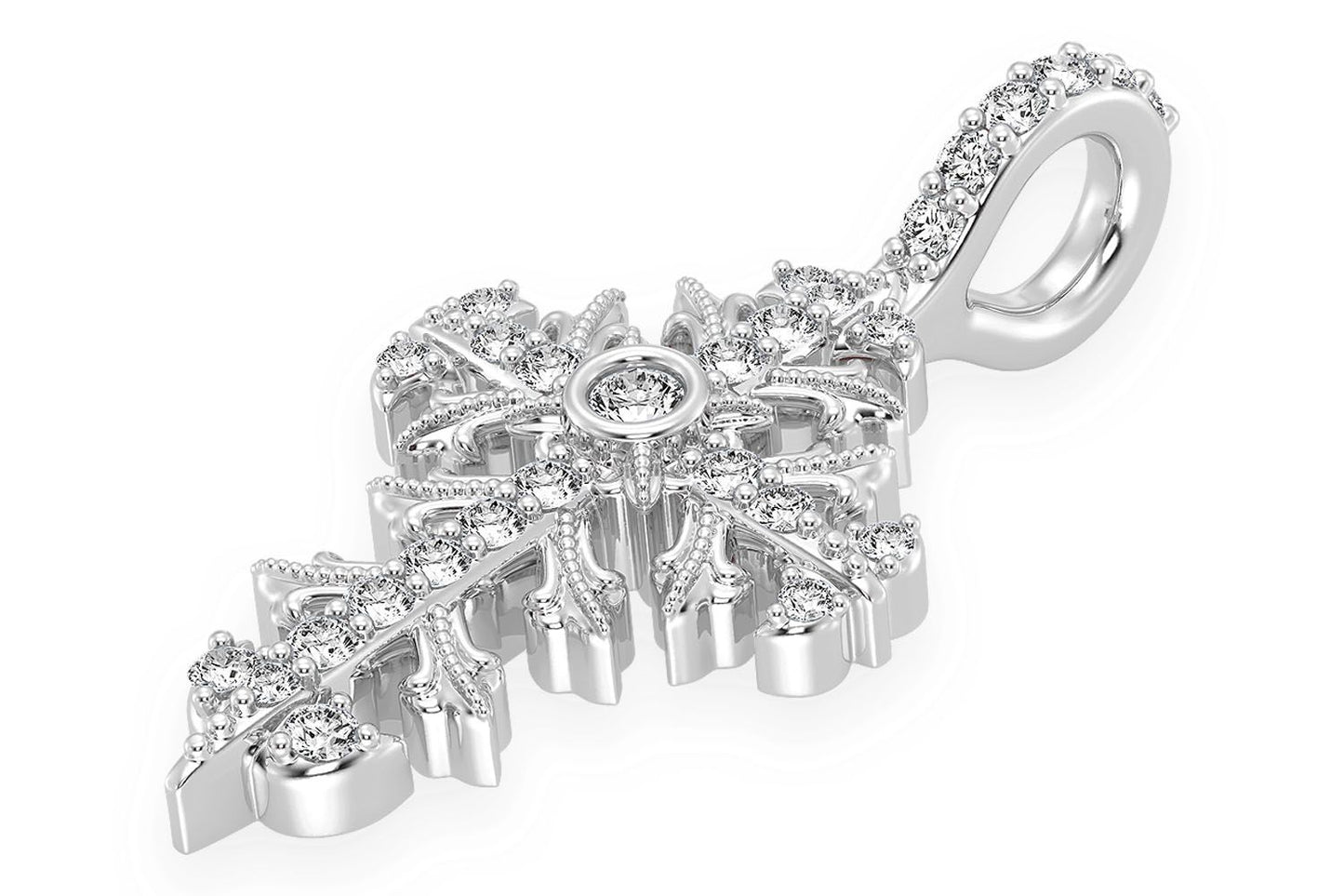 PANDANT CU CRUCE FILIGRANĂ ȘI DIAMANT, AUR MASIV DE 14K, 0.50CT