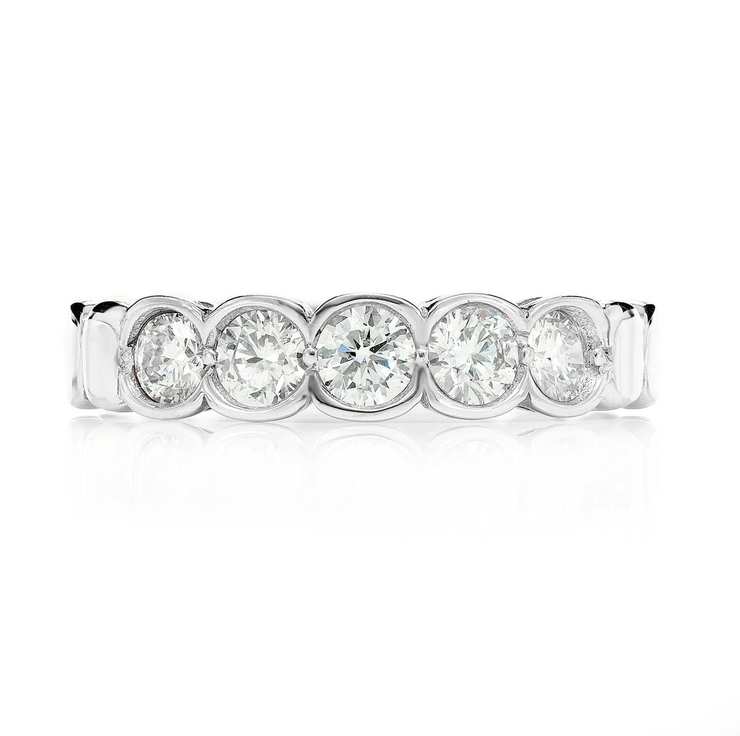 FIVE STONE BEZEL SET DIAMOND BAND RING 14K SOLID GOLD 0.66CTW