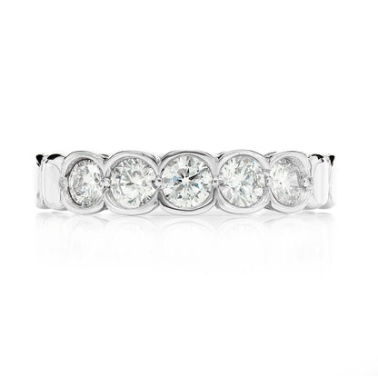 FIVE STONE BEZEL SET DIAMOND BAND RING 14K SOLID GOLD 0.66CTW