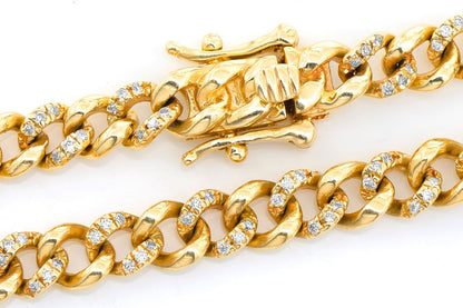 5MM MIAMI CUBAN HALF LINK DIAMOND NECKLACE 14K SOLID GOLD 1.50CTW